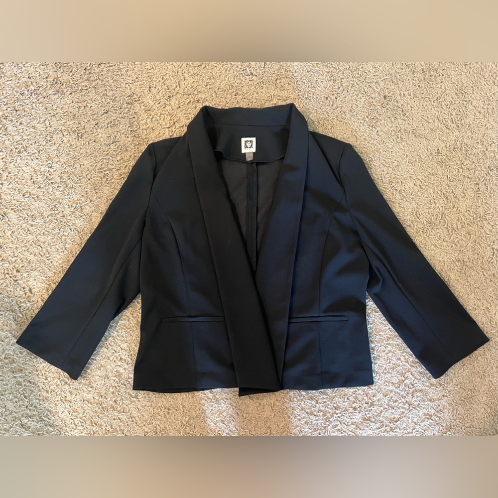 Anne Klein Black Classic Blazer with Lapel Collar